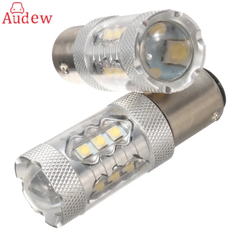 

2Pcs 1156 BA15S Turn Light Tail Brake Stop LED Light P21W White 80W Warning Reverse Light Bulb