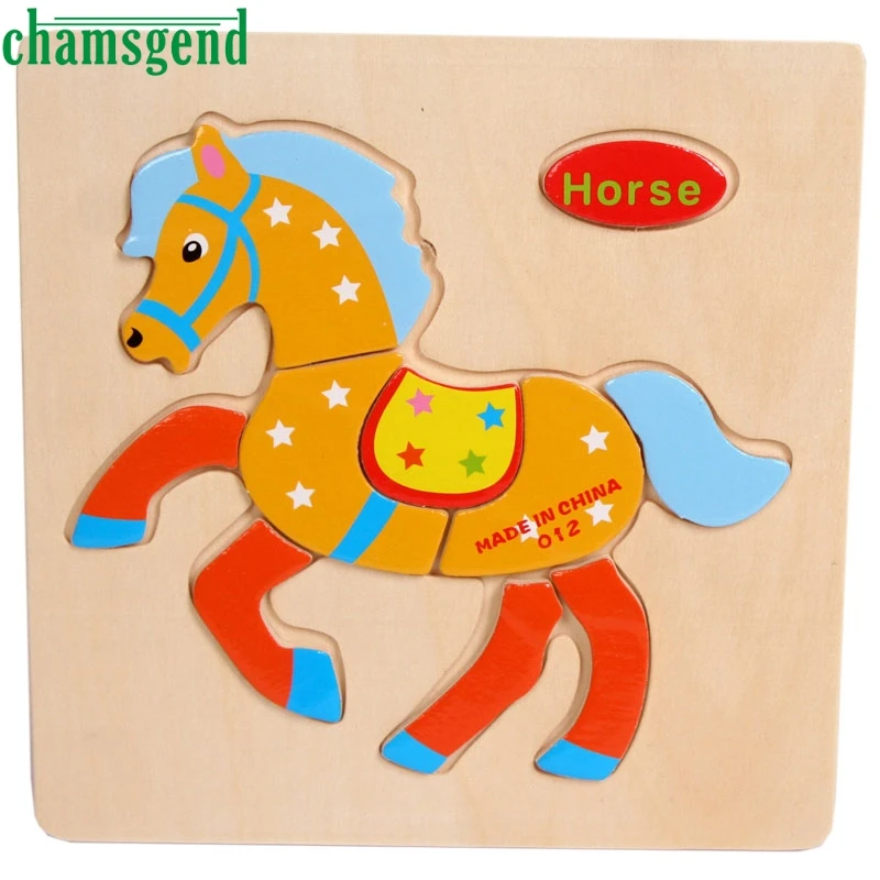 High Quality Wooden Horse Puzzle Educational Developmental Baby Kids Training Toy Aug24