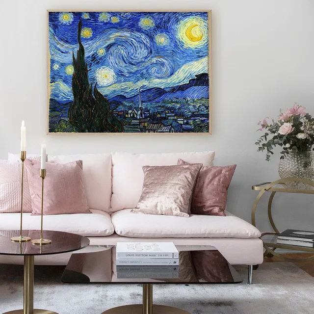 Van Gogh Starry Night Abstract Landscape Canvas Poster Famous Classic Wall Art Print Decorative Picture Modern Living Room Decor 4