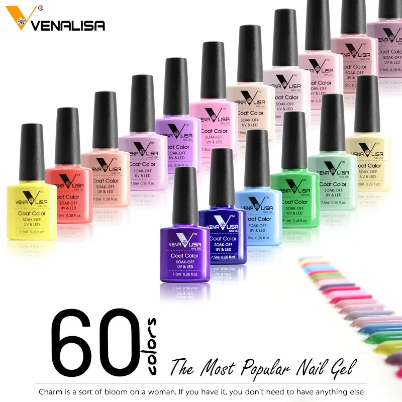 

Nail Factory Supply New Venalisa Nail Art Design 60 Color Soak Off UV Gel Paint Lacquer Nail Polish UV Nail Varnish Gel