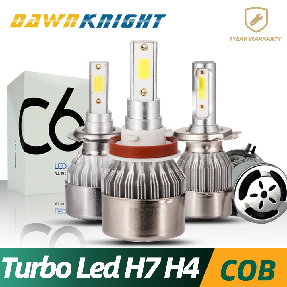Светодиод Turbo H4 лампы H7 H3 H8 H9 H11 9005HB3 9006HB4 COB Чип Светодиодная лампа 8000LM 6000 К