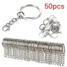 50 шт., 25 мм, полированный серебряный цвет, брелок для ключей, разъемное кольцо с короткой цепочкой, брелоки для женщин и мужчин, DIY, брелоки, цепочки, аксессуары