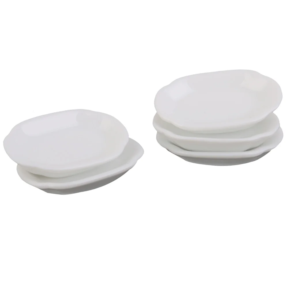Miniature 5pcs White Ceramic Dishes Plate Tableware for Dollhouse 1/12 Scale 3.3 cm