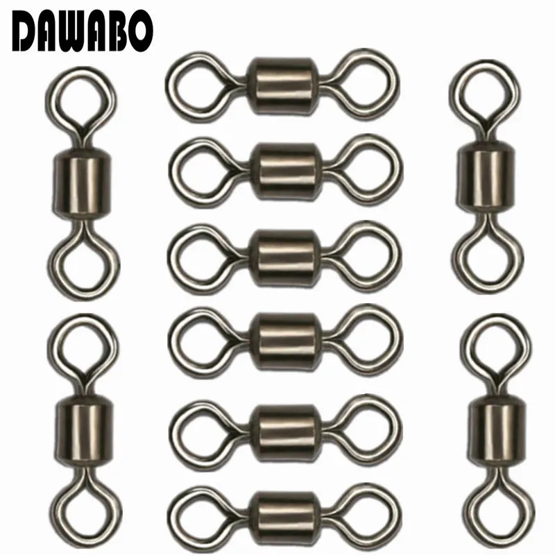 

DAWABO 50 Pcs Swivel Pin Connector Stainless Steel Sea Fishing Tackle Hook Connector Fishing Snap length 6# 12 mm Traction 28KG