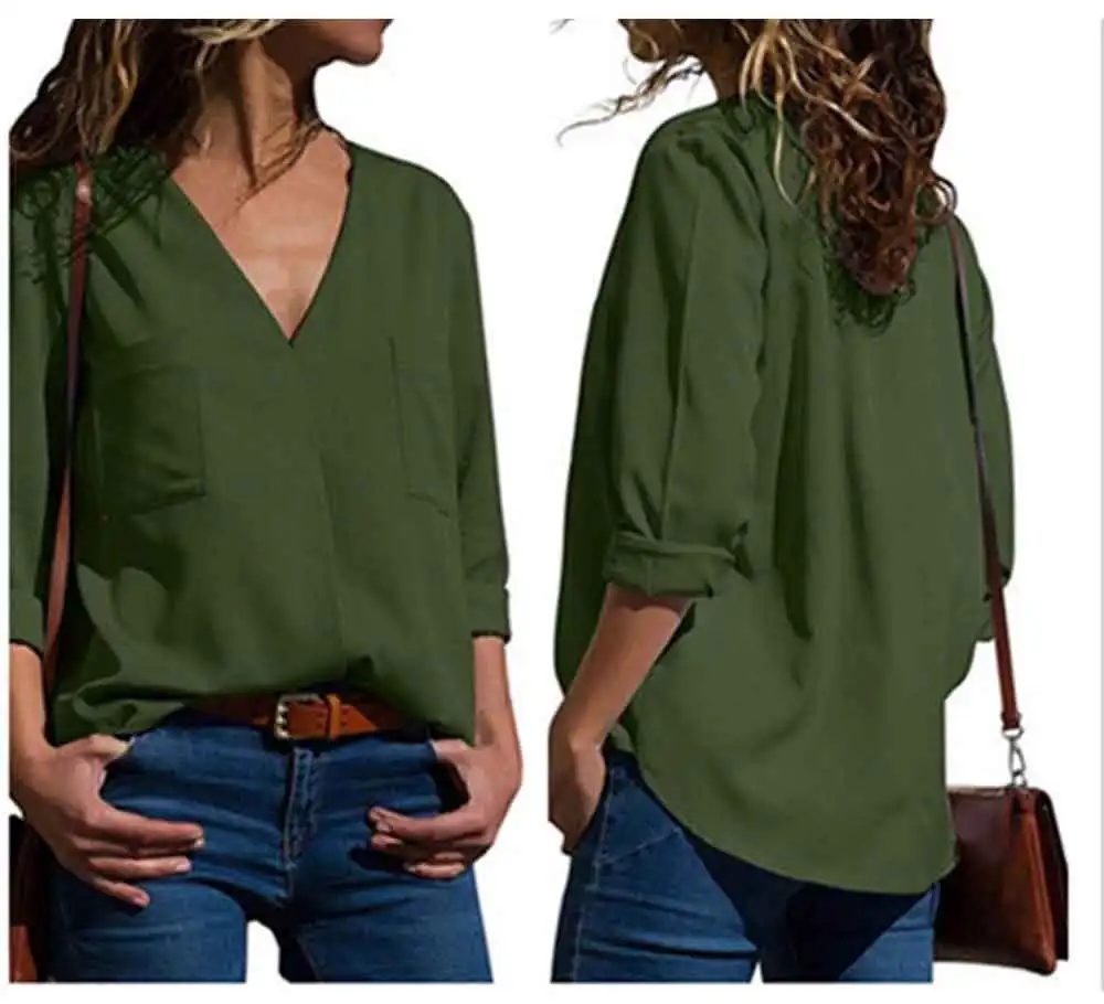 Women Summer Blouses Long Sleeve Shirt Chiffon Blouse Shirt Casual Tops Blusas Femininas Plus Size 2019 Fashion Ladies (6)