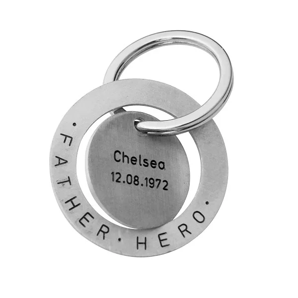 

Personalised alloy keychain for father,Hand stamped name keychain,engraved word disc keychain free shipping