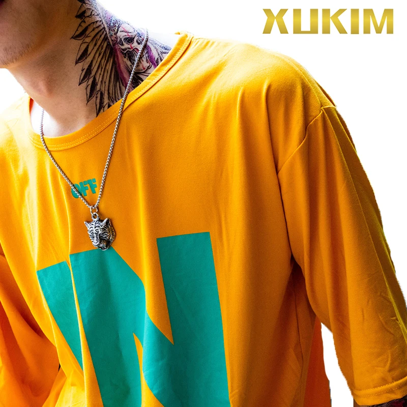 PO418 G Xukim ювелирные изделия панк Золотой тигр животное кулон с цепочкой ожерелье