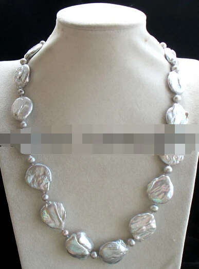 

0002350 freshwater pearl gray reborn keshi flat round necklace