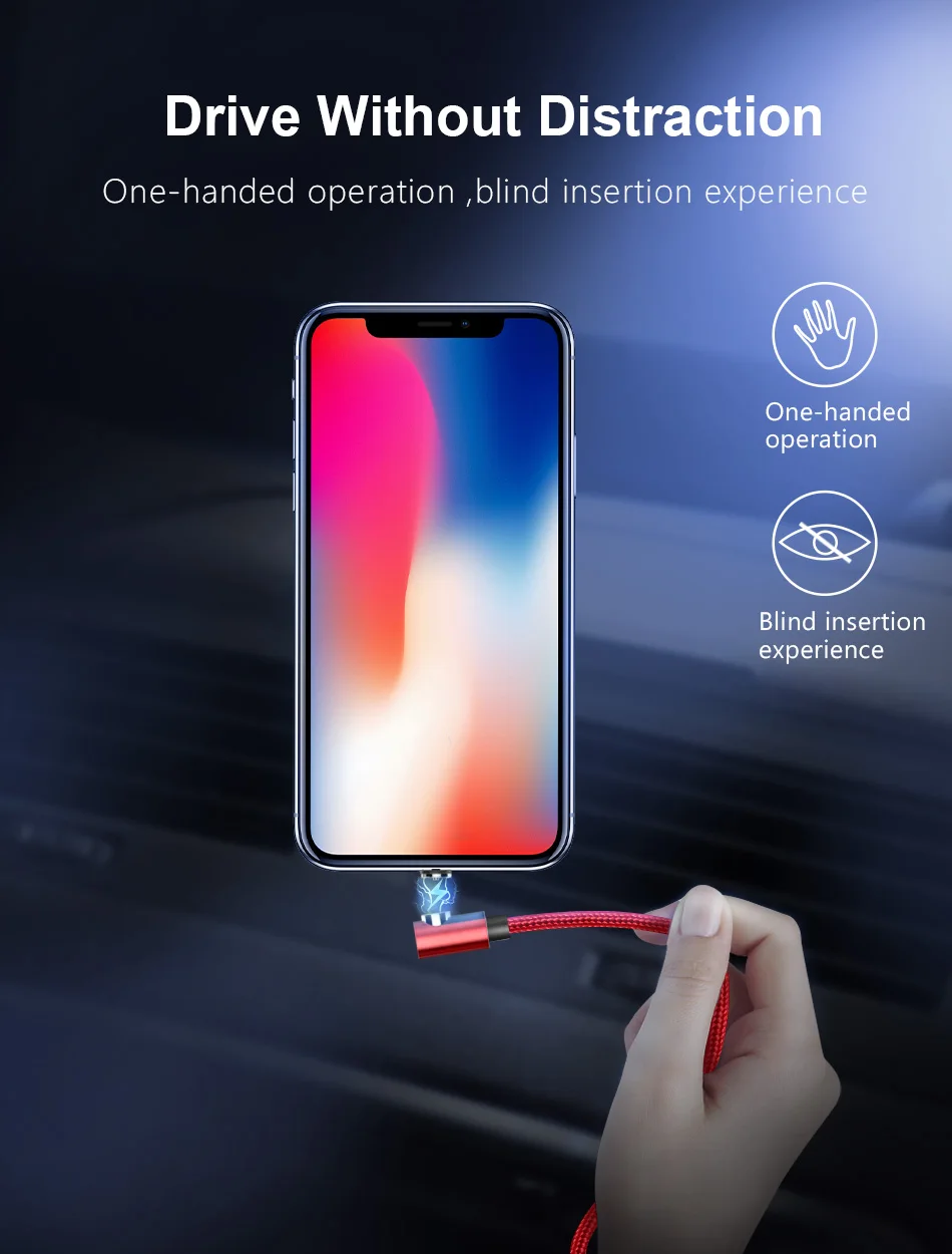 !ACCEZZ 2M Magnetic Cable Fast Charging For iPhone X XS MAX XR 8 7 Micro USB Type C Magnet Charge For Samsung Android Phone Cord (4)