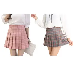 Женская юбка для девочек с высокой талией плиссированная мини-юбка трапециевидная школьная форма юбка-шорты