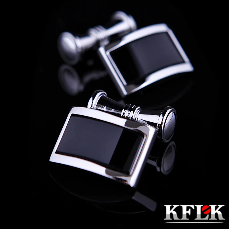 KFLK Jewelry French shirt cufflink for mens Brand Black Chain Cuff link