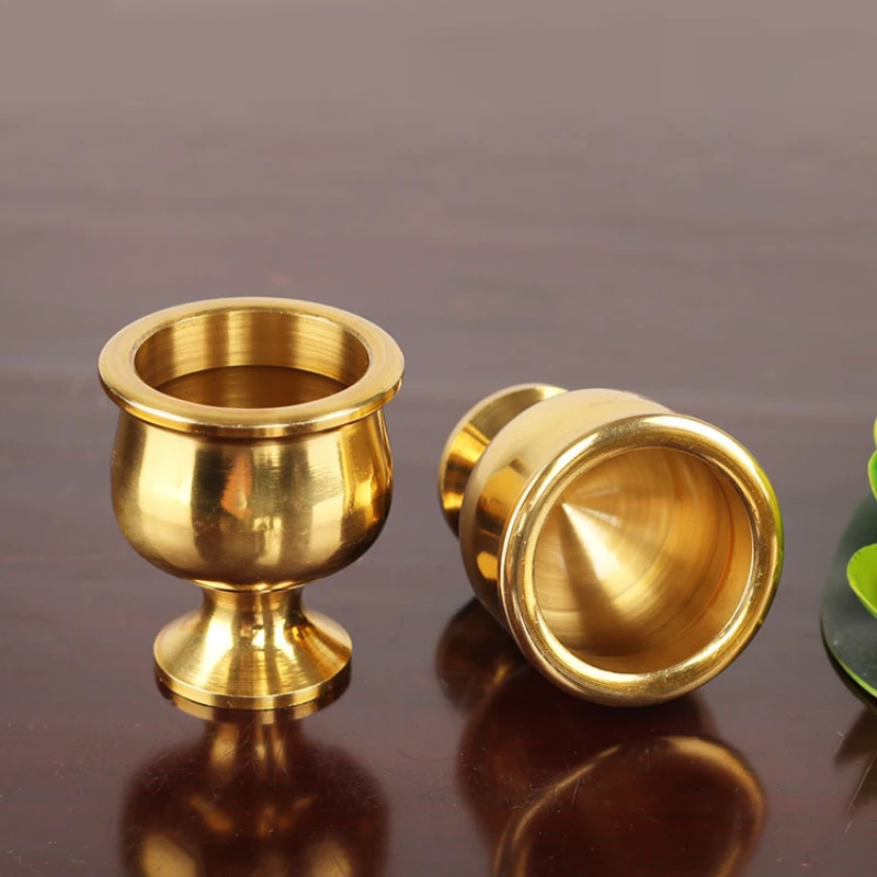 

High Heel Brass Water Offering Cup Thick & Solid Unfaded Cup 1 Piece Per Set 2 Sizes Buddha Supply For Daily Pray Or Activities