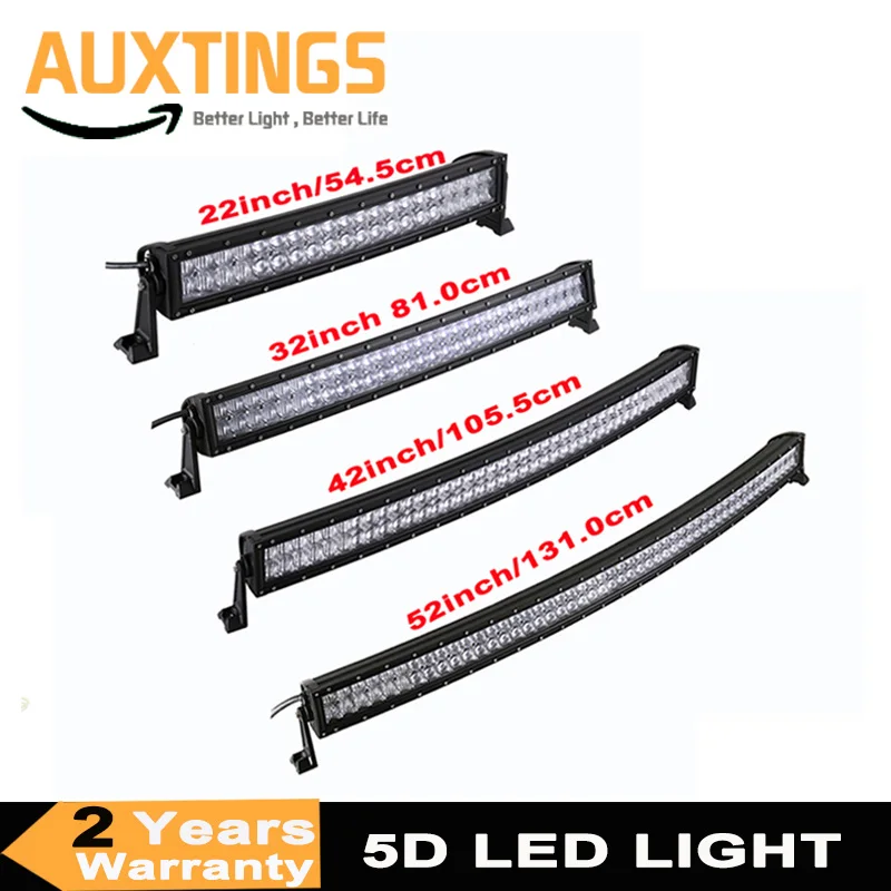 

5D 22 32 42 52 inch Curved LED Light Bar 12V 24V Combo Beam for Offroad Boat Car Truck ATV SUV 4WD 4x4 Driving Lamp