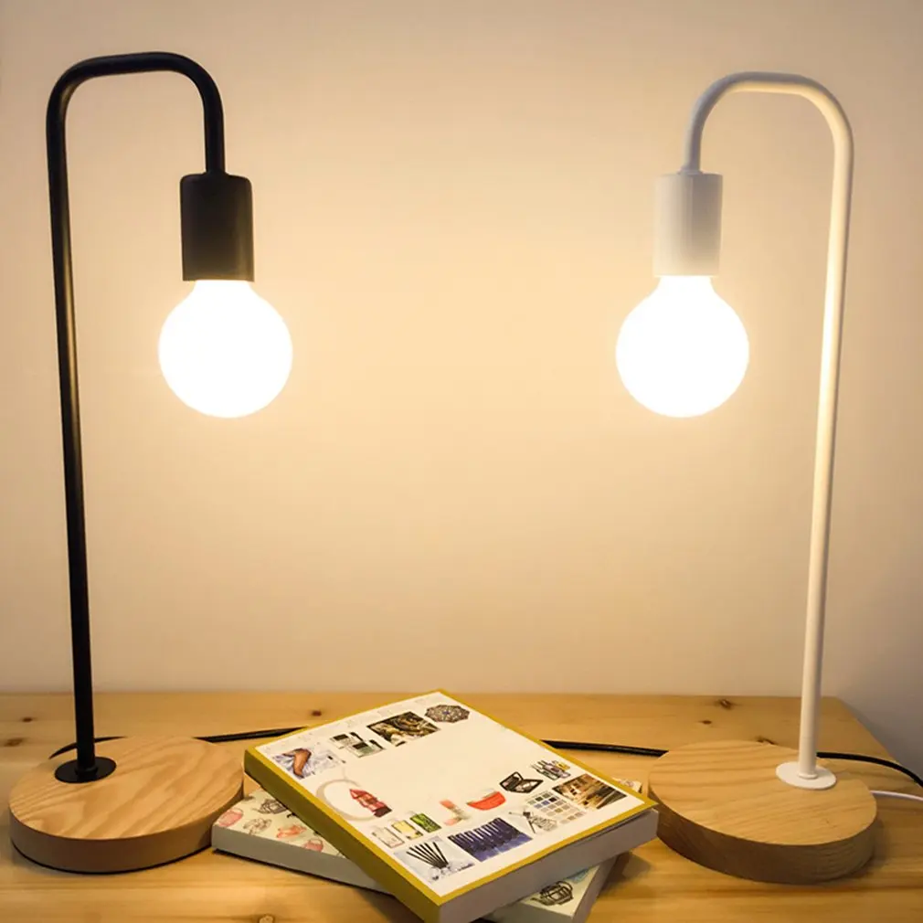 

Warm Wooden Lamp Nordic Pastoral Style Creative Simple Modern Wrought Iron Warm Romantic Solid Wood Bedroom Bedside Table
