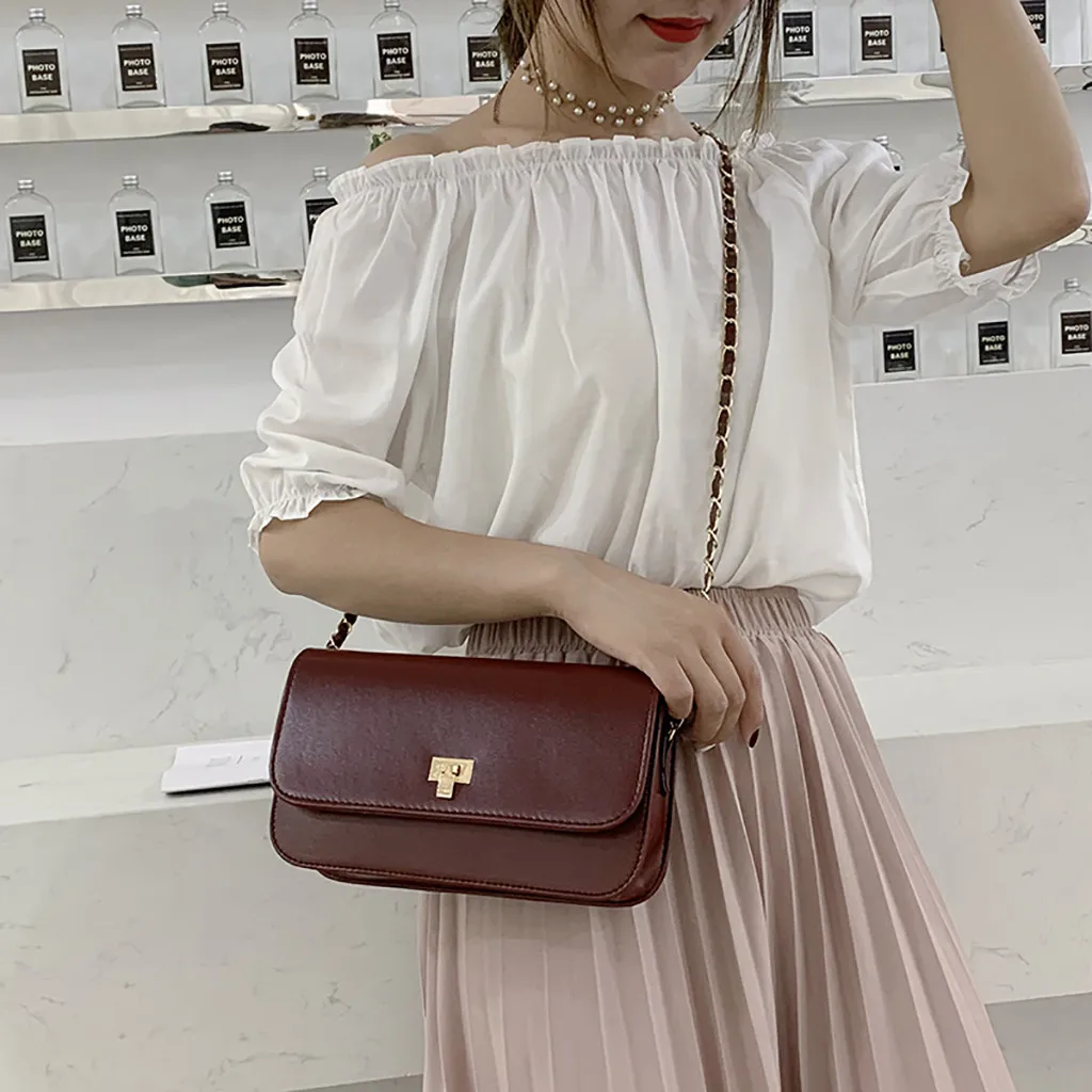 

Handbags High Quality New Fashion Women Chain Simple Shoulder Bag Fashion Wild Messenger Bag Small Square Bag сумка мужская#74P