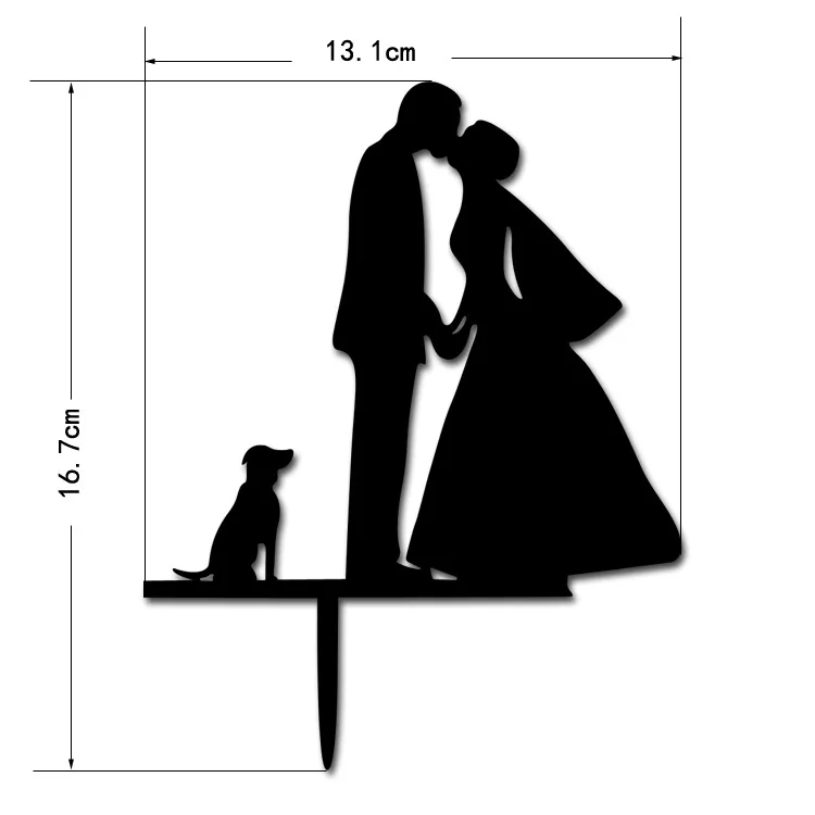 Acrylic Bride And Groom with dog Wedding Cake Black Topper Decoration/Cake Decorating Supplies Stand | Дом и сад