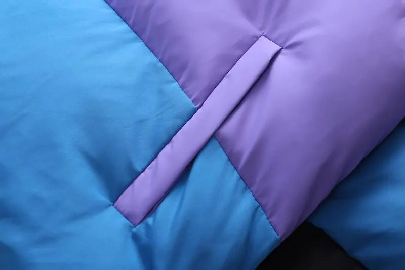 Rainbow Color Block Thick Parkas 5