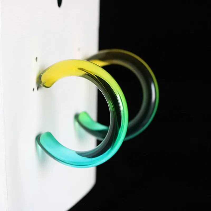 

UJBOX Exclusive Top Quality Korean Colored Acrylic Resin Earrings Women Large Heavy Hoop Earrings Wedding Party Jewelry Gift