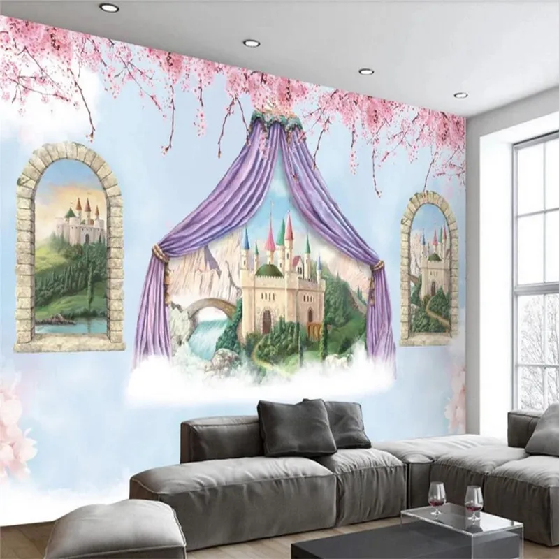 

Fantasy castle children's room background wall professional design wallpaper murals custom photo wallpaper wholesale