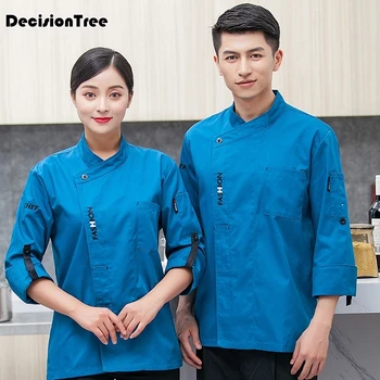 

2020 short sleeved breathable black chef restaurant hotel cook suit man woman work wear food service uniform coat