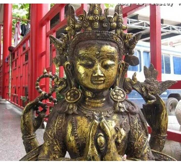 Медь Латунь КИТАЙСКИХ ремесел декора чения Азии 28 &quotбронзовый Tibetano Figuer de
