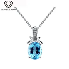 DOUBLE-R Природный Голубой топаз кулон Для женщин 925 стерлингов Серебряные ожерелья и Подвески Романтический Ювелирные украшения индивидуальные CAP02439A