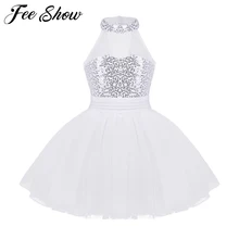 Детское Сетчатое балетное платье-пачка без рукавов с блестками для девочек, детские костюмы для сцены, танцевальные платья сказочной балерины