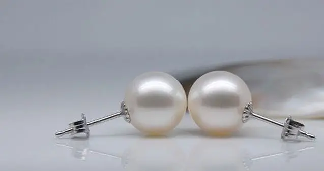 

Free shipping HUGE 12MM WHITE SOUTH SEA PEARL STUD EARRING WHITE