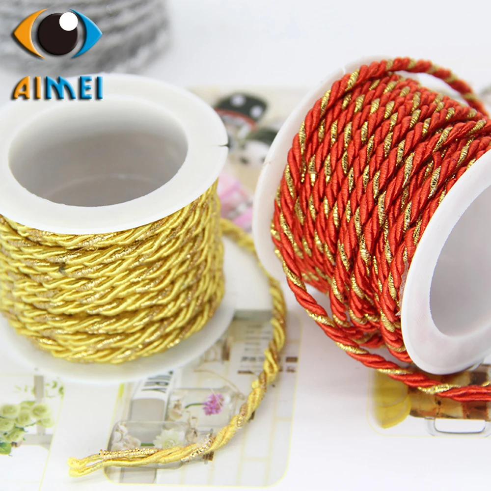 

silver gold red cotton ropes 3mm for packaging gifts rope DIY hand-woven twine strings for needlework macrame cords plaited cord