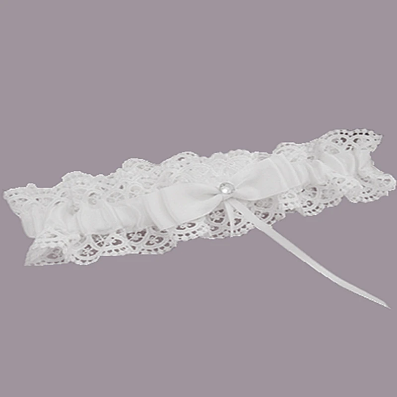 One Size Fits Most Womens White Lace Garter With Satin Bow Cheap Garters 