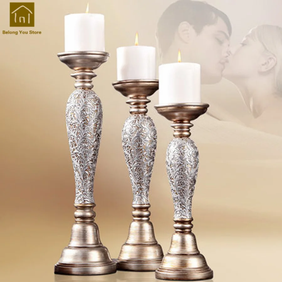 Luxury Resin Candle Holder For Wedding Decoration Home A Pair