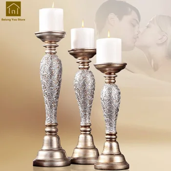 

Luxury Resin Candle Holder For Wedding Decoration Home A Pair Candlesticks Portavelas Stand Candle Holders Vintage JKL083