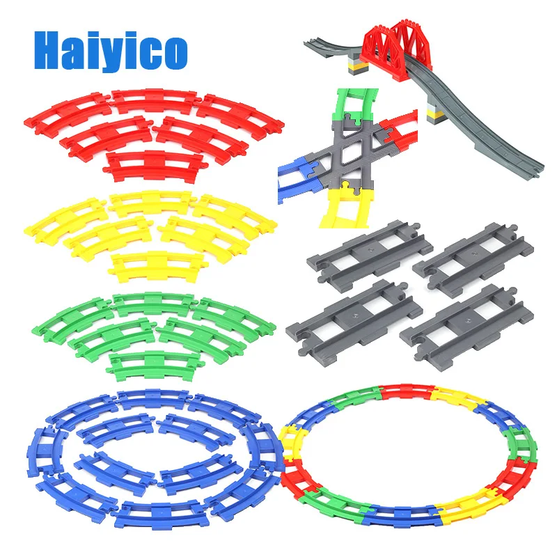 

Track combination Big Building Blocks Bricks Train Rail Traffic Accessories Compatible with Duplo Set kid DIY Assemble Toys Gift