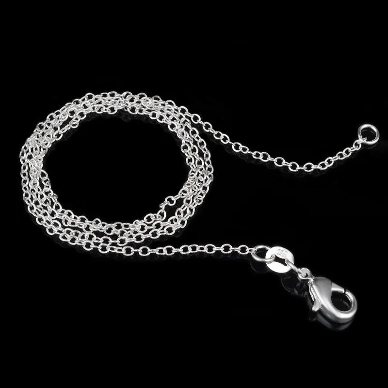 Wholesale 5Pcs 1mm Silver Circle Rolo Chain Necklace 16"-24'' Fashion luxury Hot 