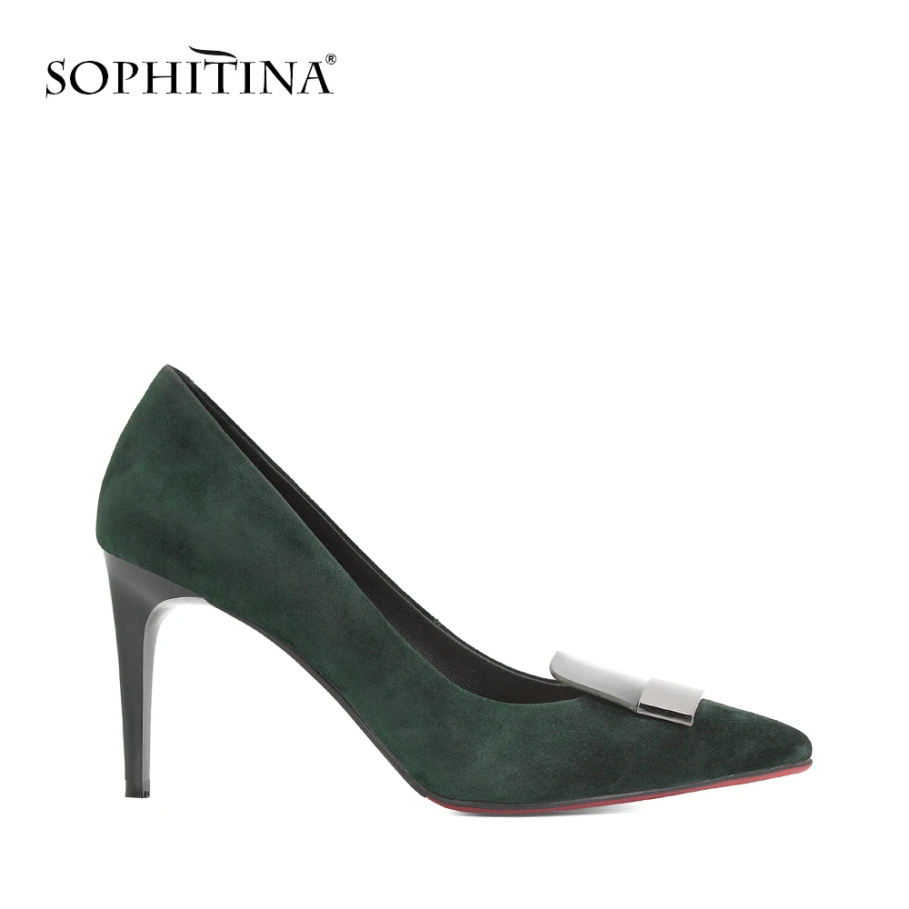 Comprare SOPHITINA Sexy Delle Donne Pompe di Pelle Di Pecora di Lusso Della Signora Punta a punta Pompe Tacchi Sottili Fibbia Quadrata Del Partito Ufficio Della Signora Elegante Scarpe W04
