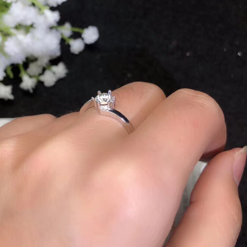 Ювелирные изделия colife Moissanite серебряное кольцо для помолвки 0.5ct VVS Moissanite кольцо простое 925 Серебряное кольцо с драгоценным камнем подарок на день рождения