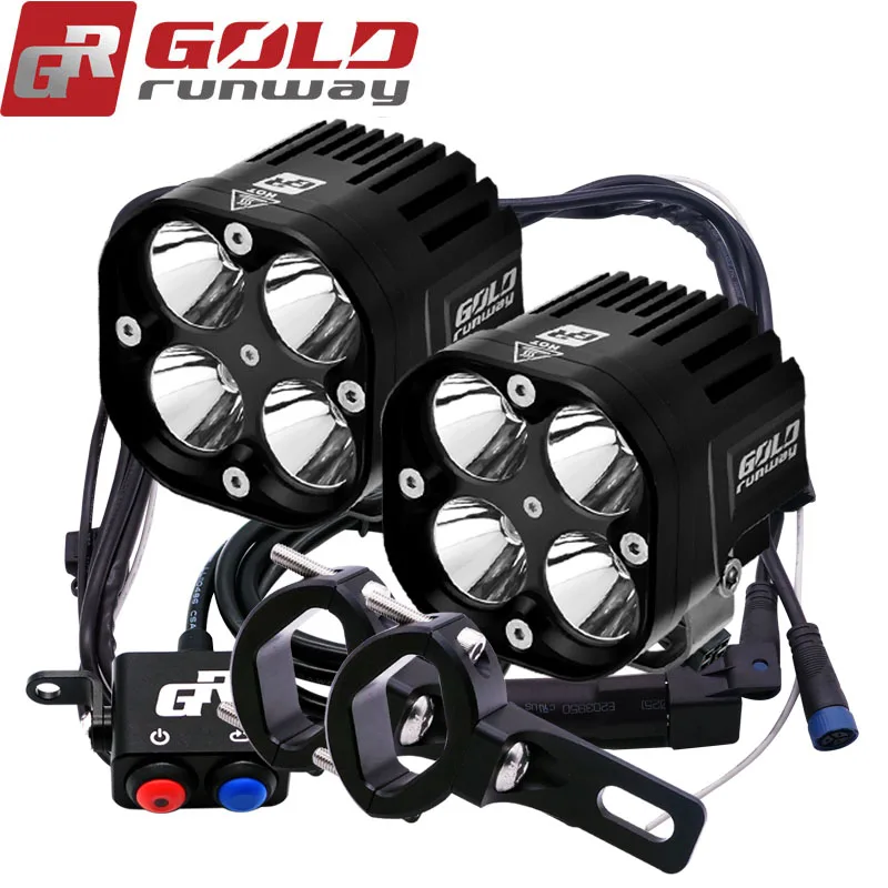 

2PCS 40W Motorcycle Headlight 4200LM Motorbike U3 LED Moto Driving Fog Spot Head Light with Mounting clamps Wiring harness