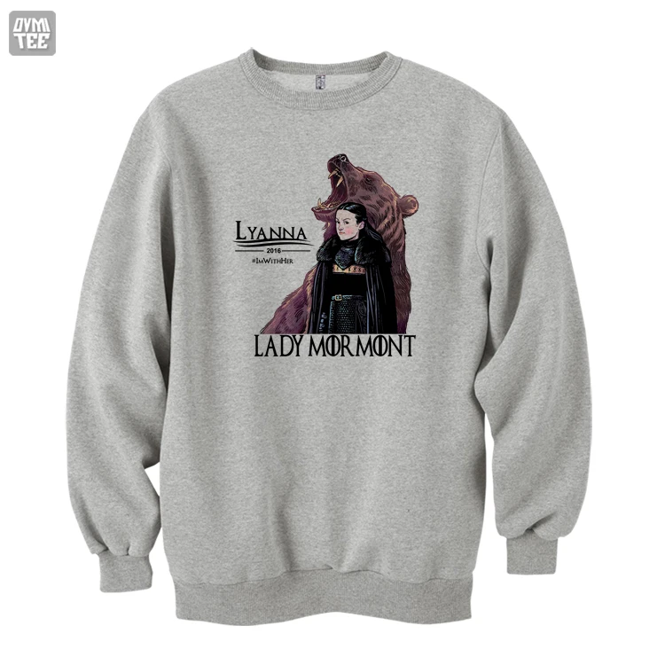 

2019 new Lyanna Mormont men's 's top high quality sweatshirts warm clothes ong of ice and fire game of throne bear