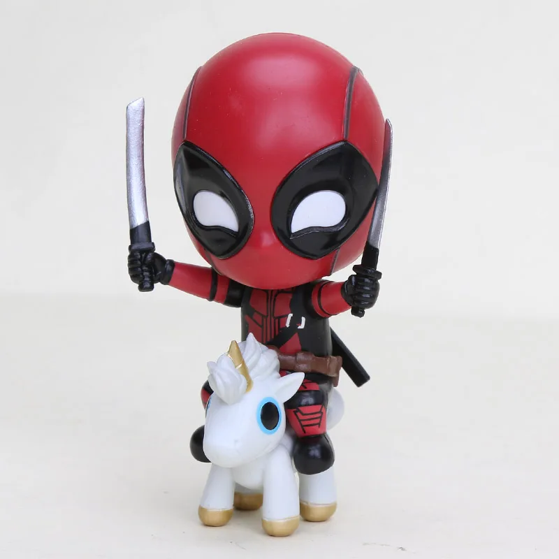 6-10 см игрушки Marvel Дэдпул 2 ПВХ фигурки Bobble-Head 1/10 Масштаб Окрашенные Холдинг позирует езда Версон Коллекционная модель