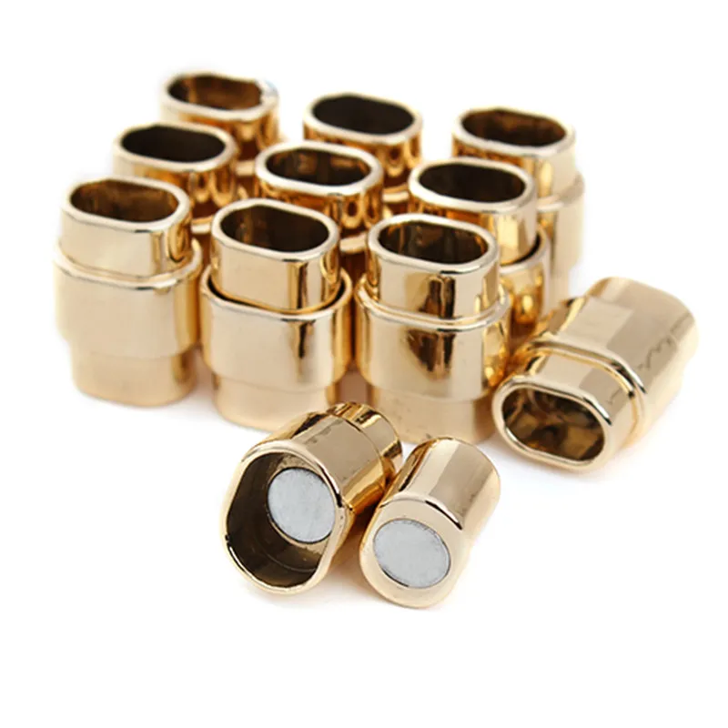 

Exweup 10pcs/lot 10*6.5mm Trendy Magnetic Clasps For Leather Bracelet Chain Rhodium Plated Buckle Hook DIY Jewelry Findings