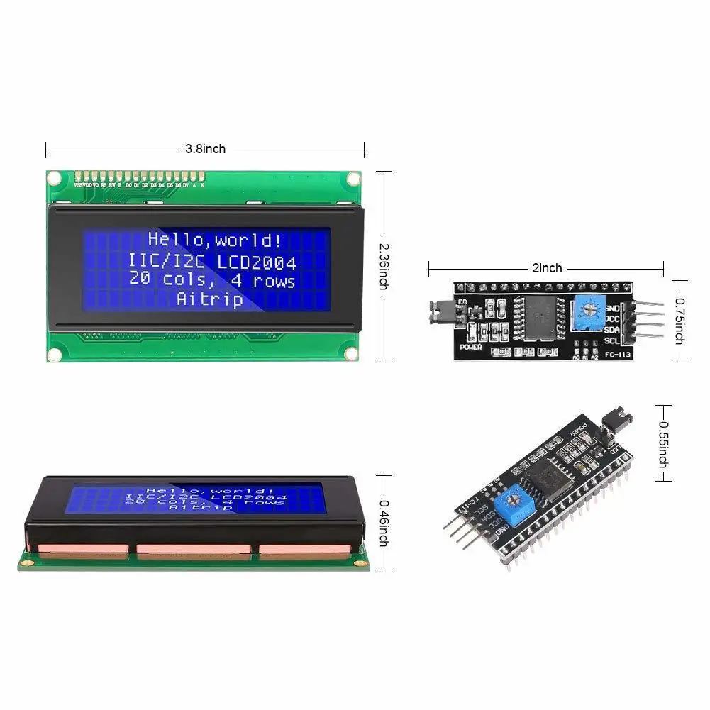 ЖК-дисплей 2004 IIC/2c ЖК-дисплей монитор 2004 20X4 5V символ Синяя подсветка ЖК-экран 2004 IIC I2C для arduino ЖК-дисплей