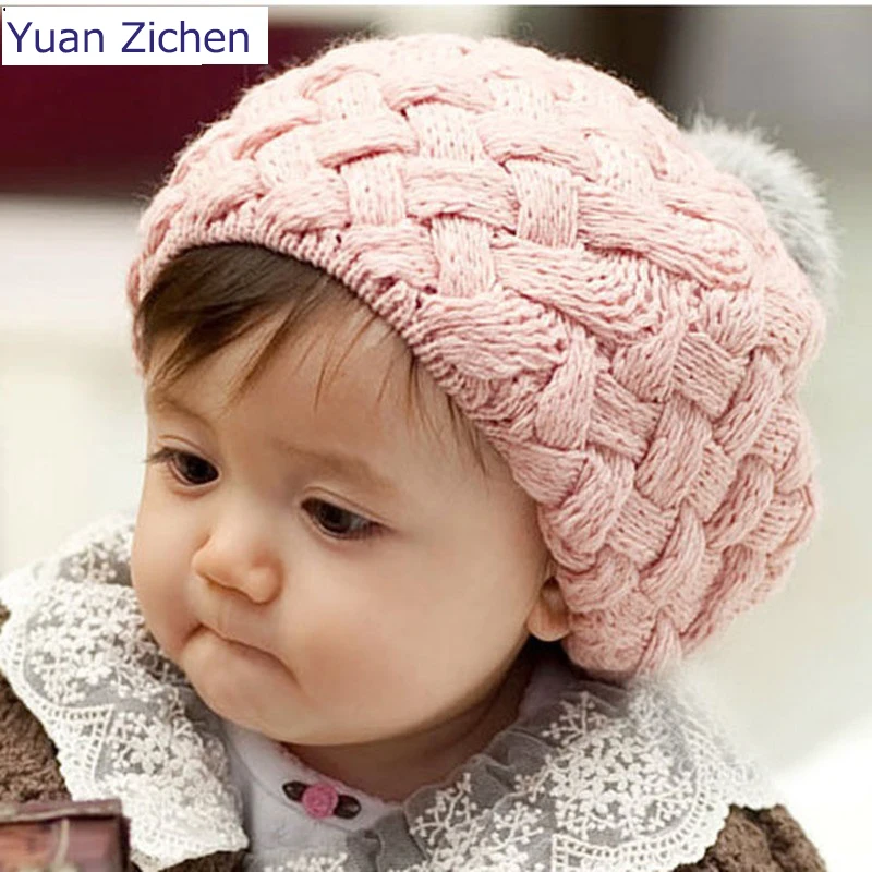 Hot  Kids Girls Baby Handmade Hat Crochet Knitting Beret Hats Caps Cute Winter Beanie Hats For Newborns Winter Hats for Children