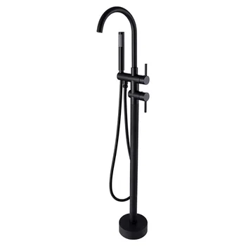 

FreeStanding Bath Spout Shower Floor Mount Shower set Mixer Valve 2 Function Black Bathtub Filler Mixer Taps