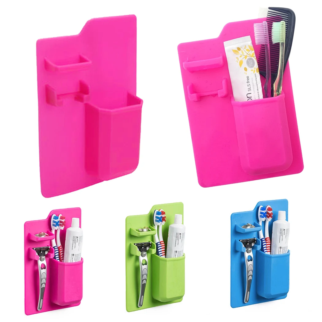 Home Silicone Toothbrush Razor Holder Mirror Bathroom Toiletry