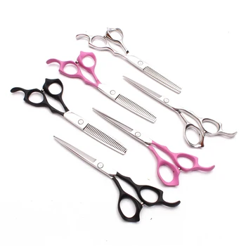 

C1124 6" 17.5cm Customized Logo Elastic Handle Hairdressing Scissors Thinning Shears Cutting Scissors Professional Hair Scissors