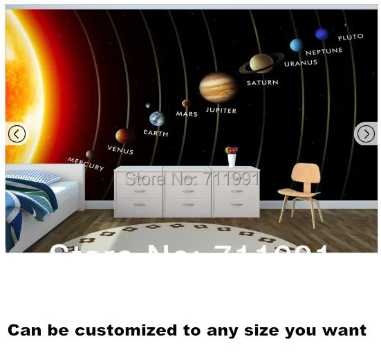 

Free shipping custom Planets in Solar System Mural fresco living room bedroom wallpaper backdrop