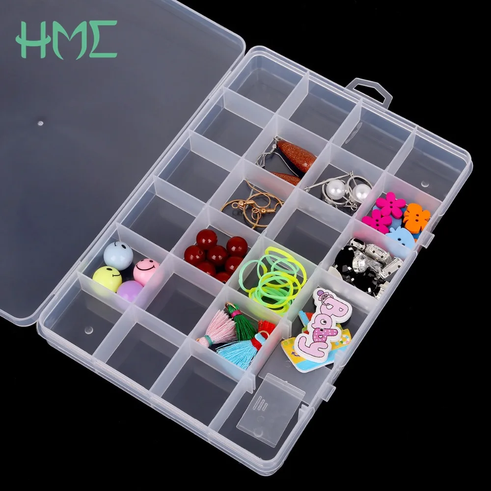 

Hot 19*13*2.1cm 24 Cells Transparent Storage Boxes 2 Splittable DIY Organizer Box Eco-Friendly Storage Boxes For Jewel Keeping