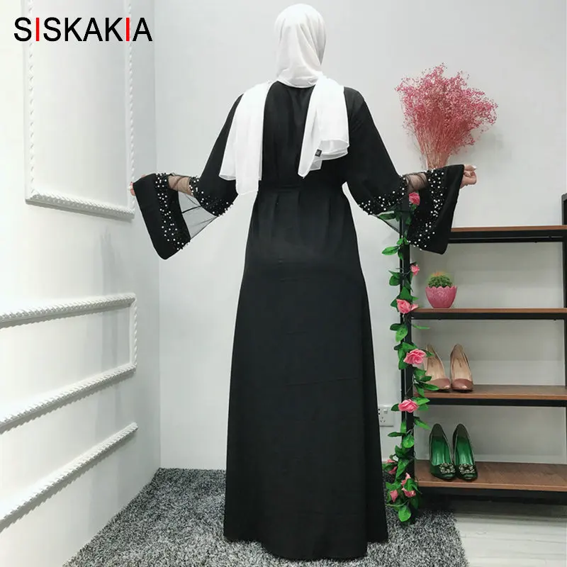 Siskakia Кружевная Сетка прозрачная Лоскутная черная модная мусульманская