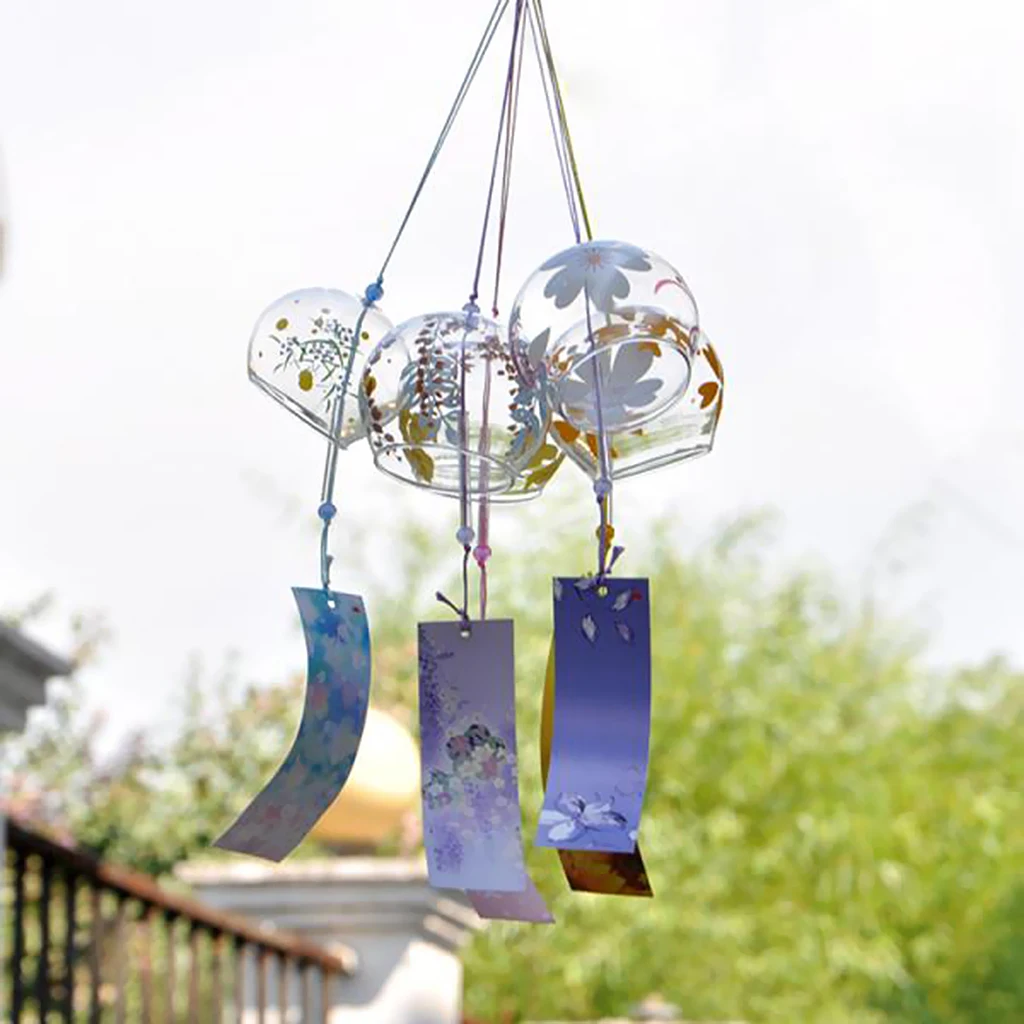 

2pcs Japanese Style Glass Wind Chimes Wind Bells Home Wedding Party Venue House Window Hanging Decor Crafts