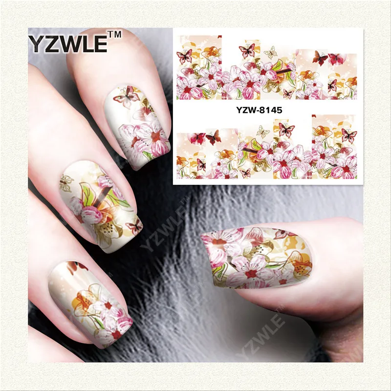 

YZWLE 1 Sheet DIY Decals Nails Art Water Transfer Printing Stickers Accessories For Manicure Salon YZW-8145